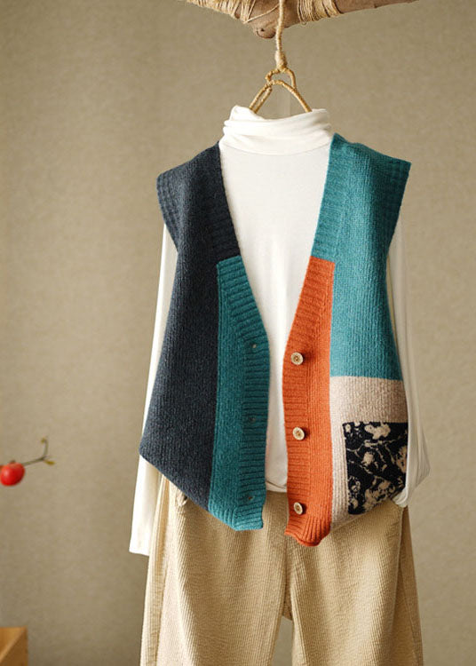 Dame V-hals Strikket Strandvest 1