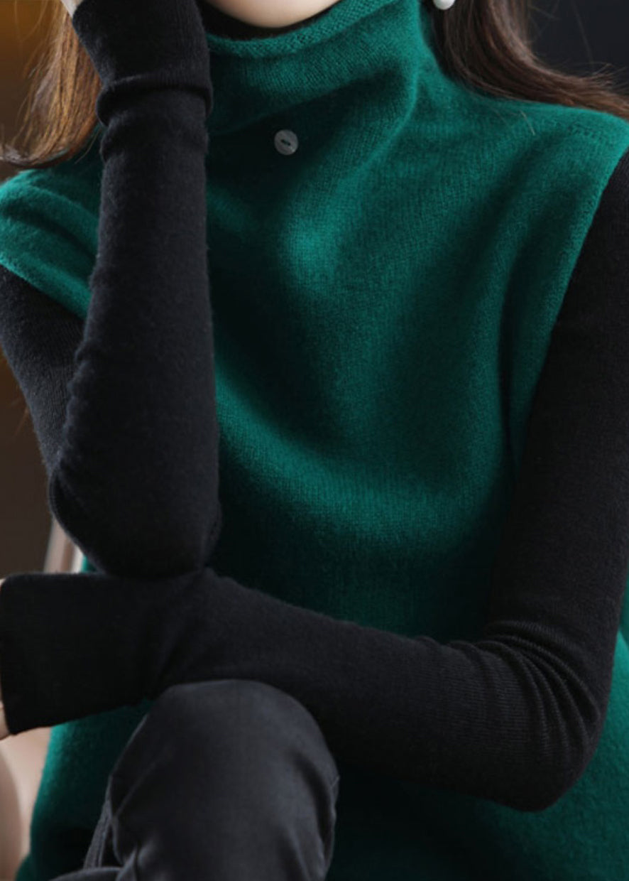 Dame Vest Ermeløs i Svartgrønn Farge 4