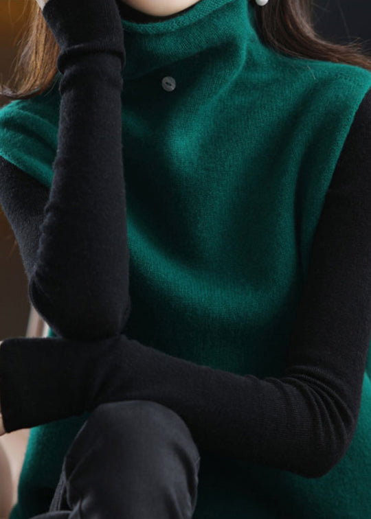Dame Vest Ermeløs i Svartgrønn Farge 4