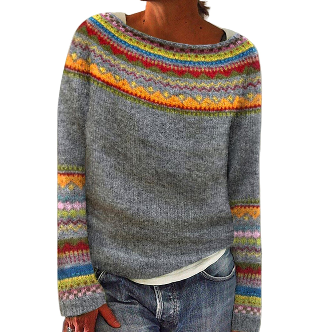 Dame Vintage Strikkegenser med Retro Design 0