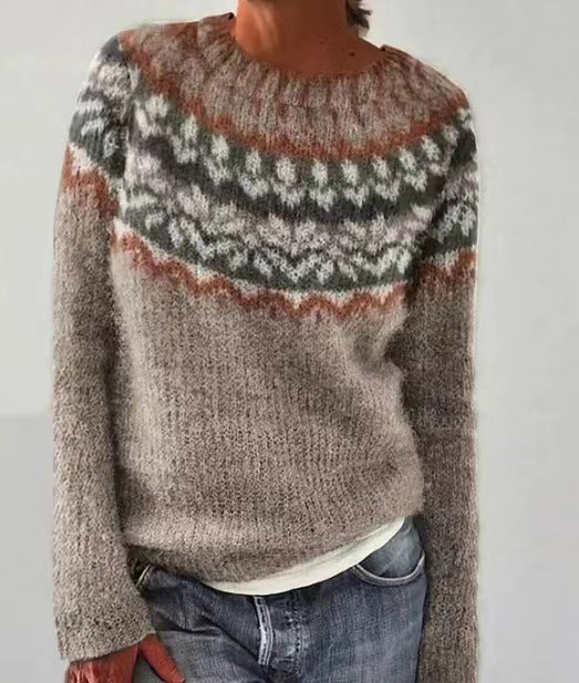 Dame Vintage Strikkegenser med Retro Design 2