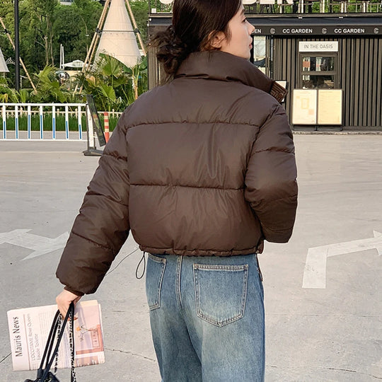 Dame Vinter Jakke Cropped Puffer med Ståkrage 5