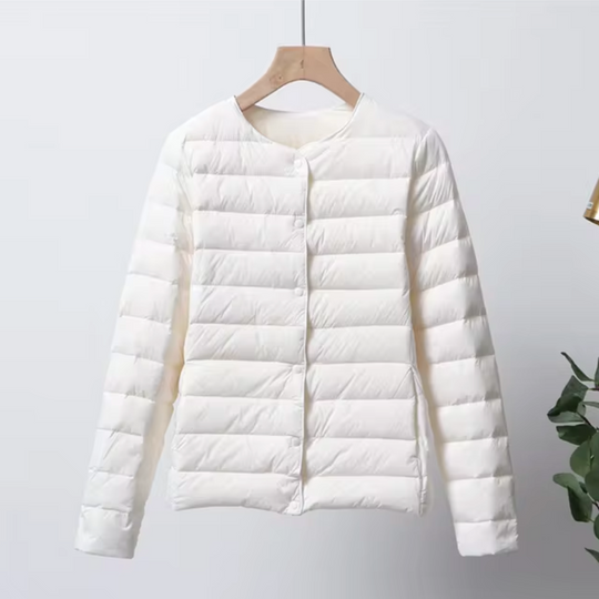 Dame Vinter Jakke Lettvektet Kragefri Quiltet Design 1