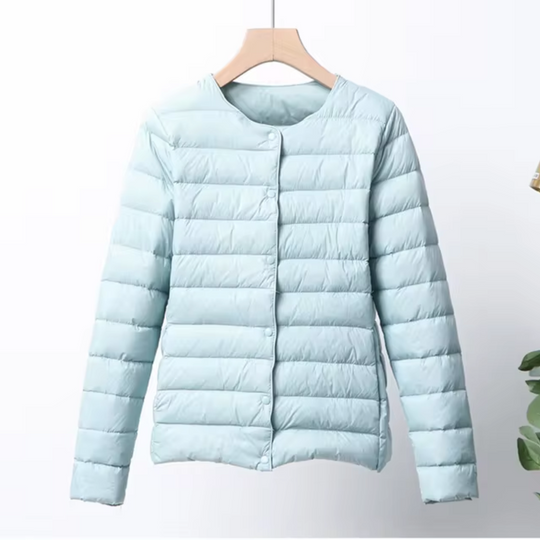 Dame Vinter Jakke Lettvektet Kragefri Quiltet Design 3