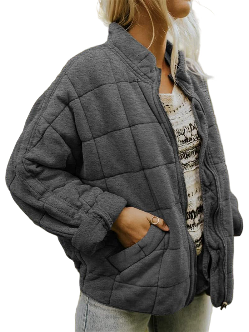Dame Vinter Jakke Oversized Quilted Med Glidelås 0