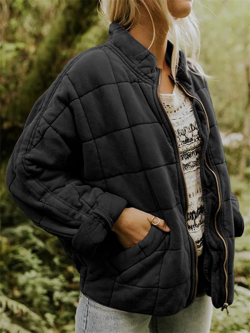 Dame Vinter Jakke Oversized Quilted Med Glidelås 3