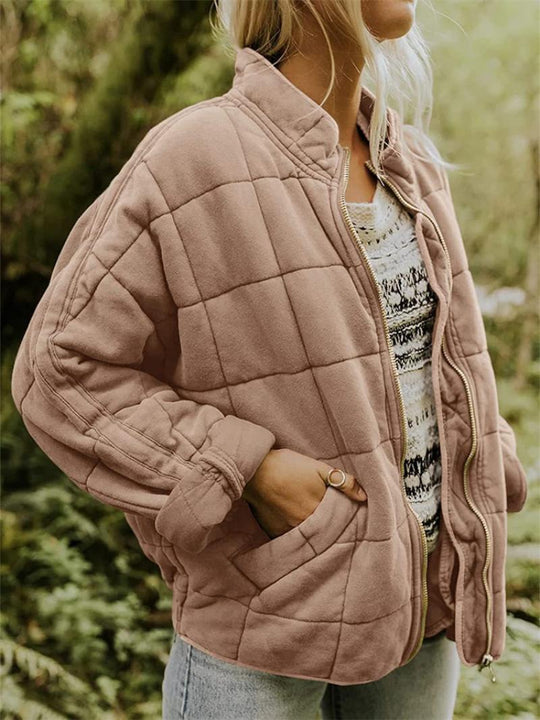 Dame Vinter Jakke Oversized Quilted Med Glidelås 4