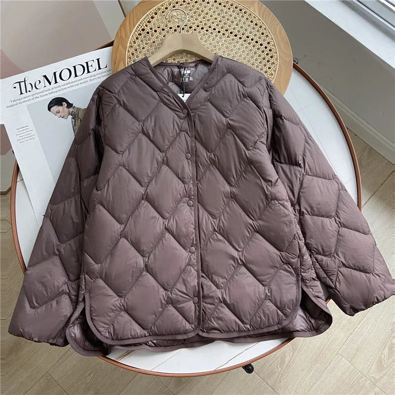 Dame Vinter Jakke Puffer Uten Krage Casual Komfortabel 2