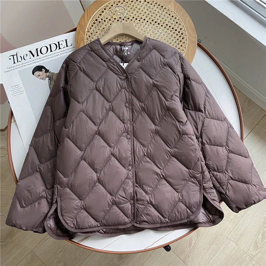 Dame Vinter Jakke Puffer Uten Krage Casual Komfortabel 2