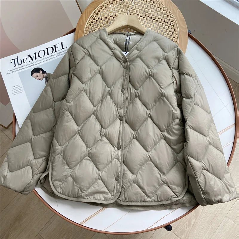Dame Vinter Jakke Puffer Uten Krage Casual Komfortabel 3