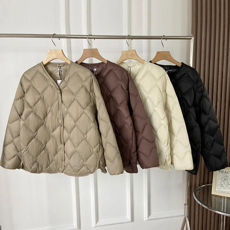 Dame Vinter Jakke Puffer Uten Krage Casual Komfortabel 4