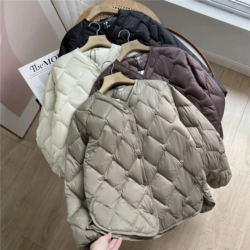 Dame Vinter Jakke Puffer Uten Krage Casual Komfortabel 5