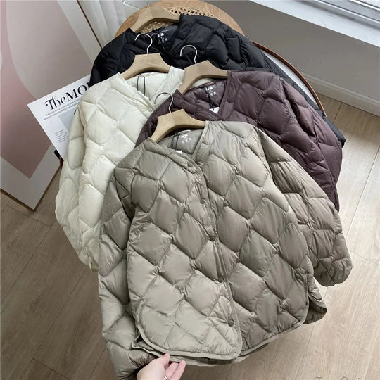 Dame Vinter Jakke Puffer Uten Krage Casual Komfortabel 5