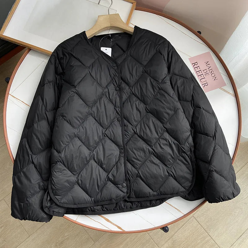 Dame Vinter Jakke Puffer Uten Krage Casual Komfortabel 8