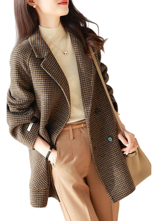 Damefrakk med rutete mønster og lange ermer 0