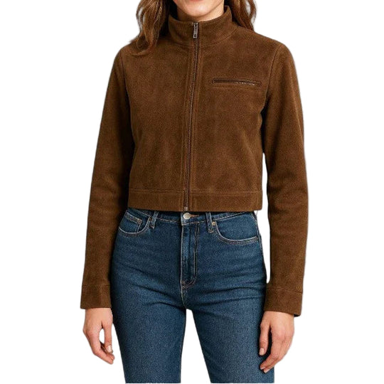 Damejakke Med Glidelåsdetaljer Beskåret Kutt 0