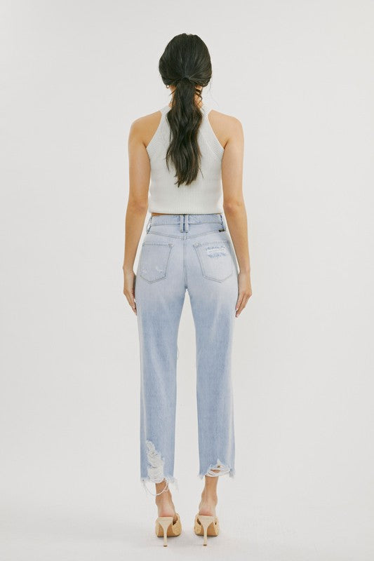 Damejeans Høyt Liv Distressed Lett Denim 2