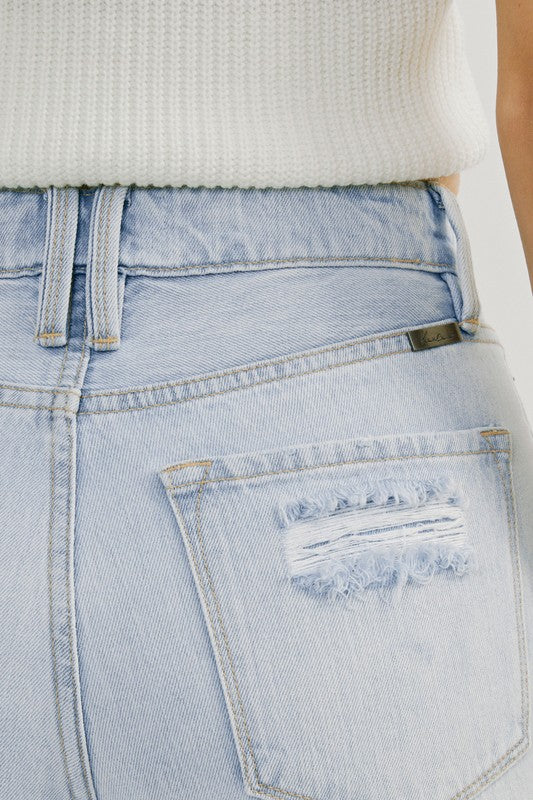 Damejeans Høyt Liv Distressed Lett Denim 3
