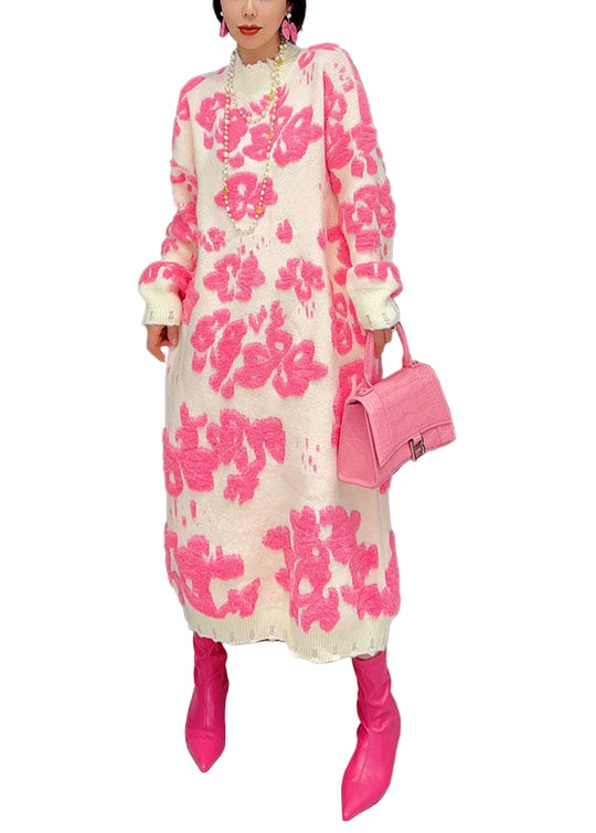 Damekjole med Høy Hals og Blomsterdesign 0