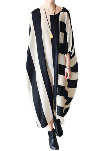 Damekjoler Baggy Kjole med Striper Casual Stil 0