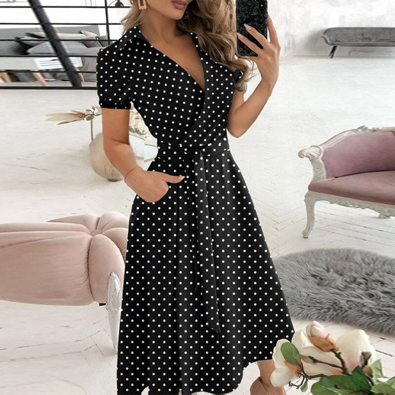 Damenes Maxi Kjole Klassisk Design Bomull 12