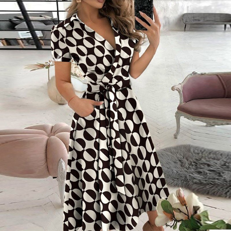 Damenes Maxi Kjole Klassisk Design Bomull 5