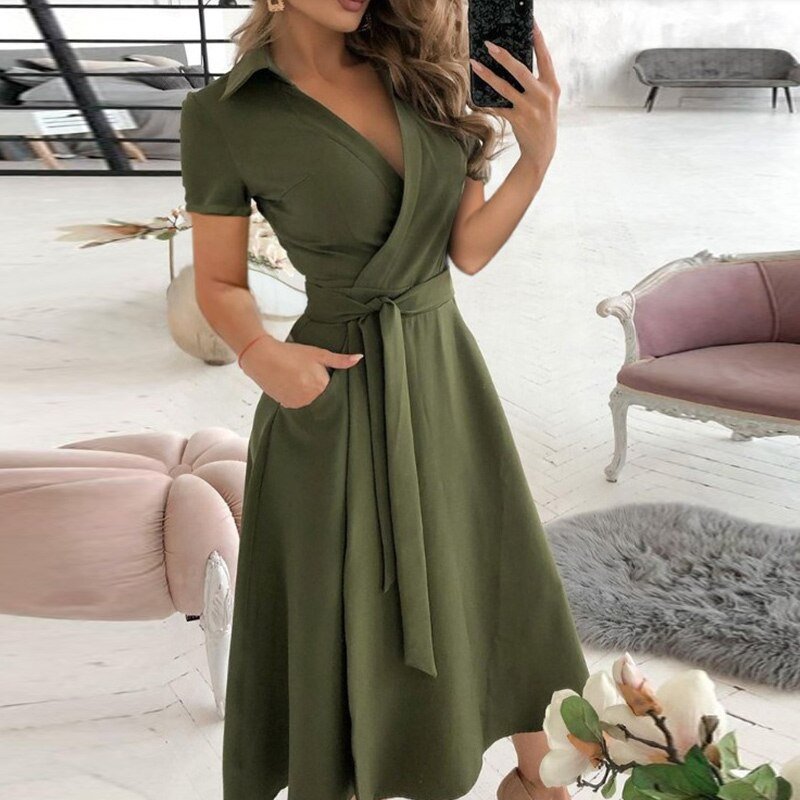 Damenes Maxi Kjole Klassisk Design Bomull 9