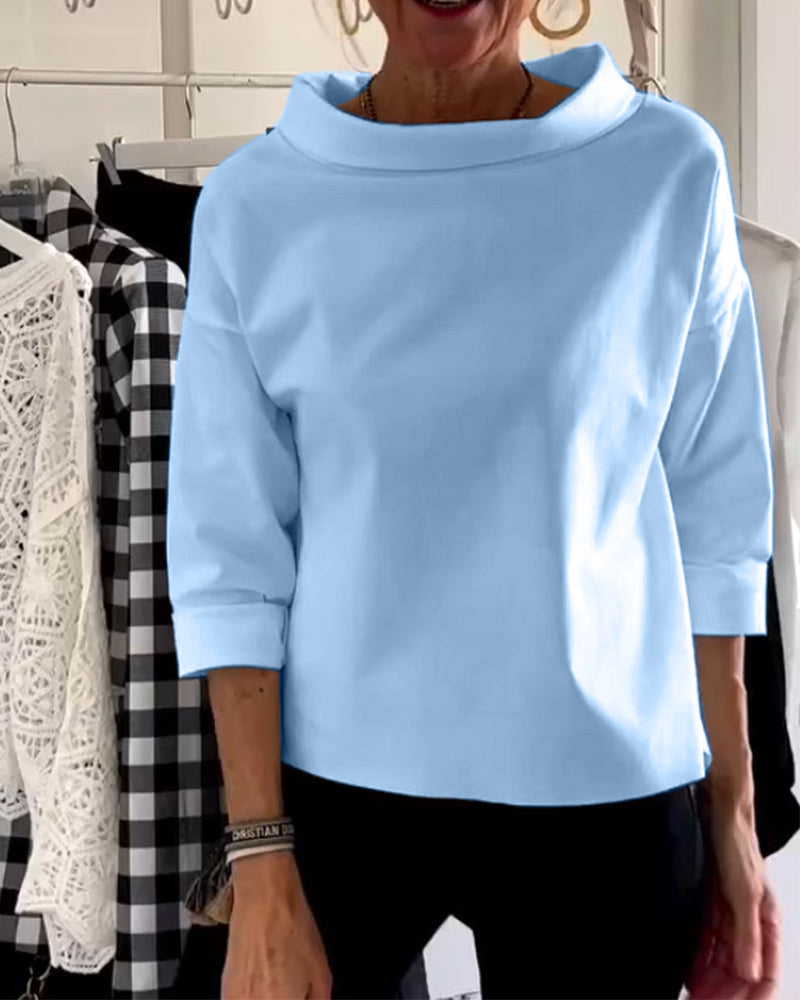Damens Bluse med Høy Krage og Allsidig Design 2