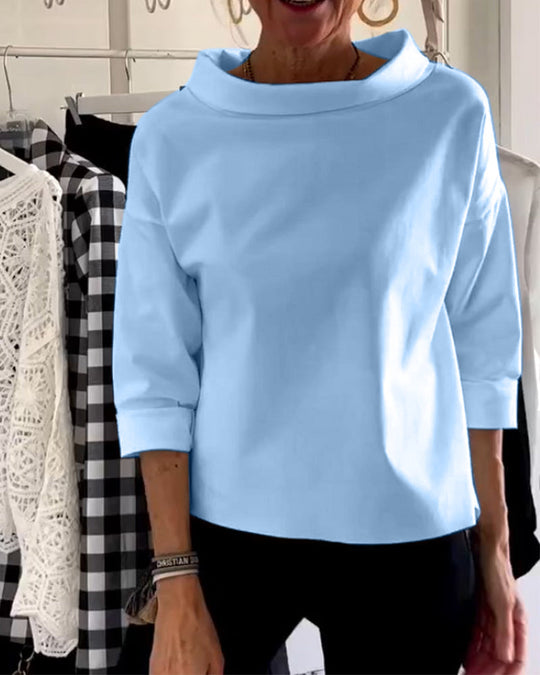 Damens Bluse med Høy Krage og Allsidig Design 2