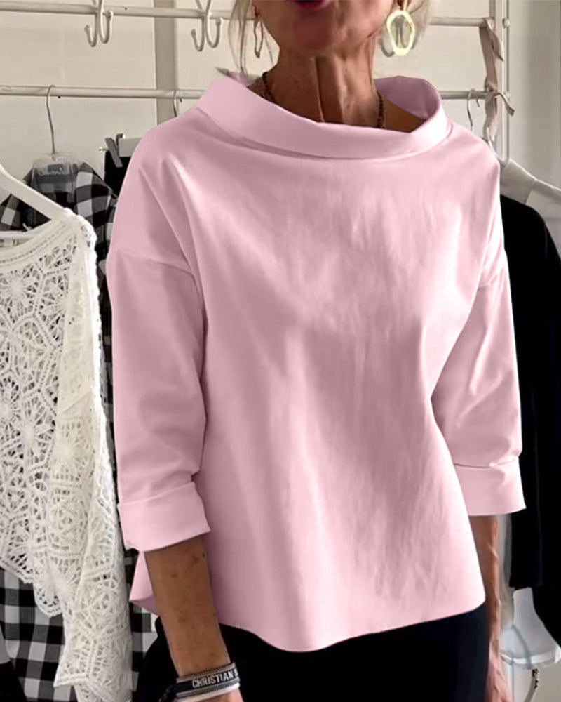 Damens Bluse med Høy Krage og Allsidig Design 3