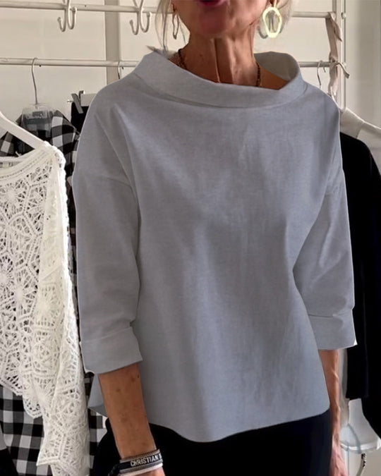 Damens Bluse med Høy Krage og Allsidig Design 4