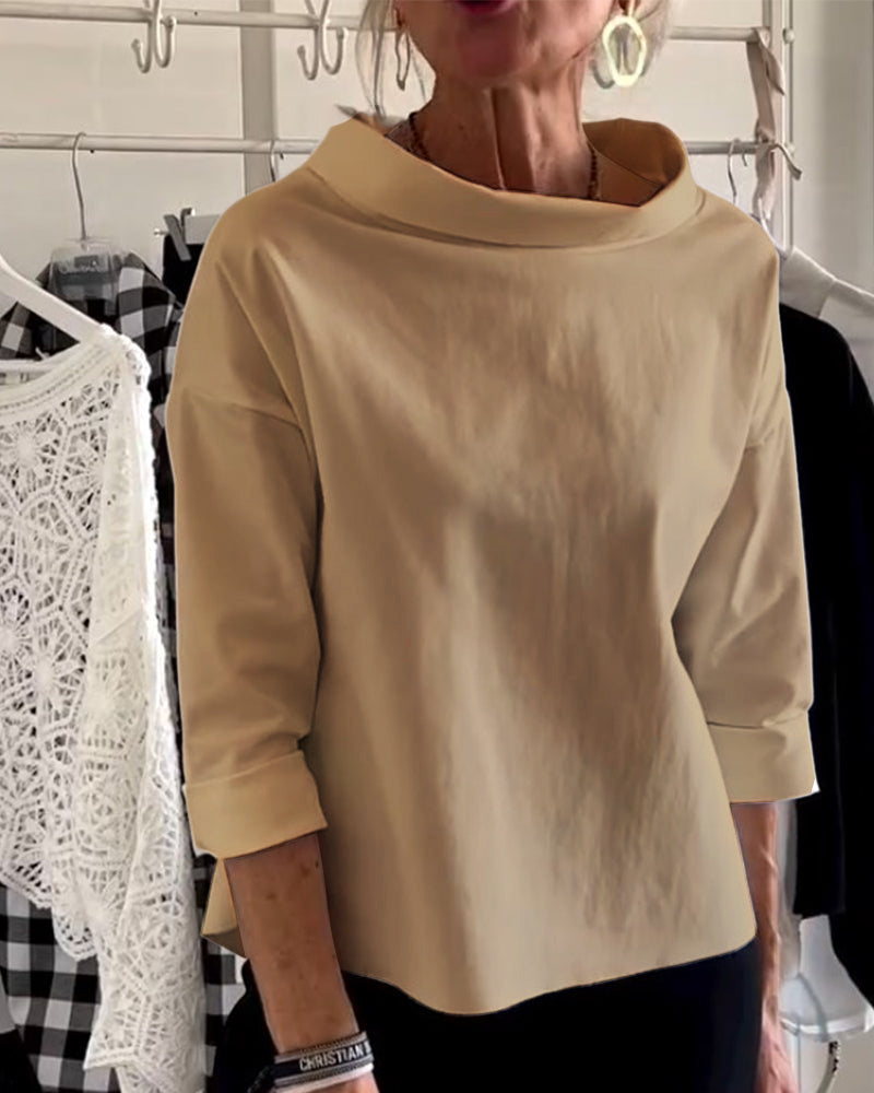 Damens Bluse med Høy Krage og Allsidig Design 5