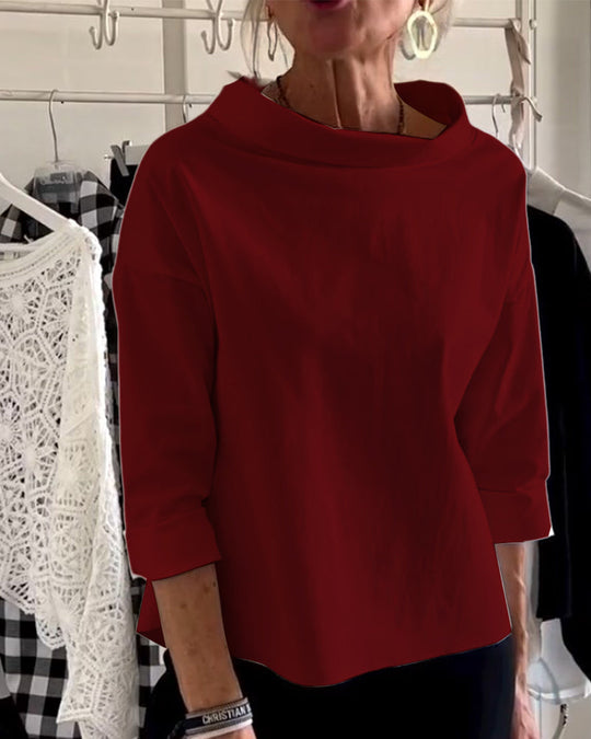 Damens Bluse med Høy Krage og Allsidig Design 7