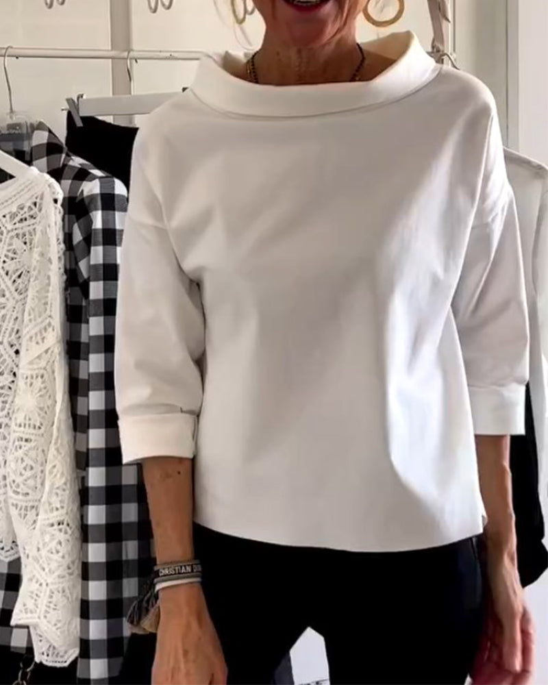 Damens Bluse med Høy Krage og Allsidig Design 8