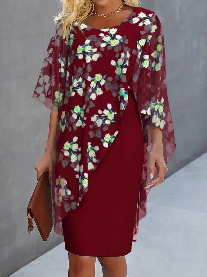 Damens Chiffon Kjole med Blomsterprint 2