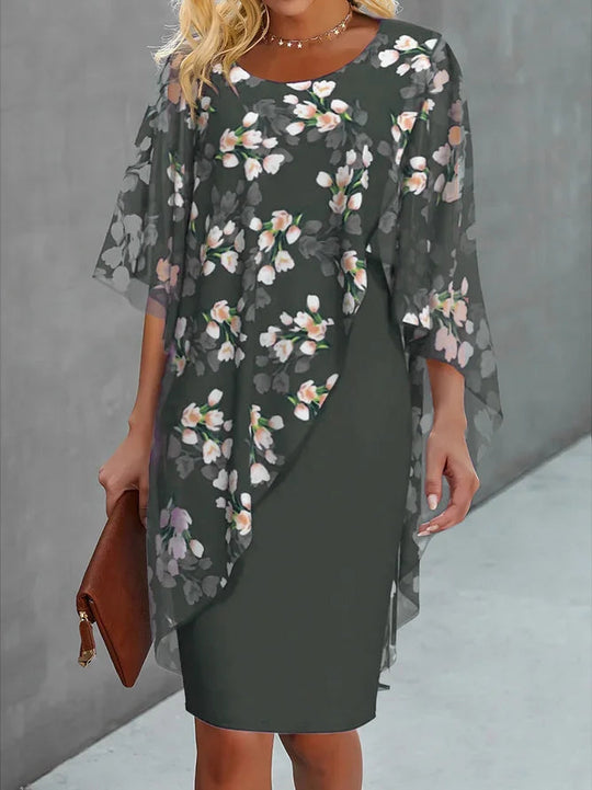 Damens Chiffon Kjole med Blomsterprint 3