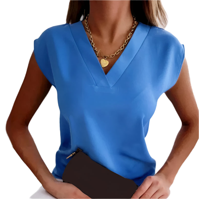 Damens Top med V-hals og moderne design 0