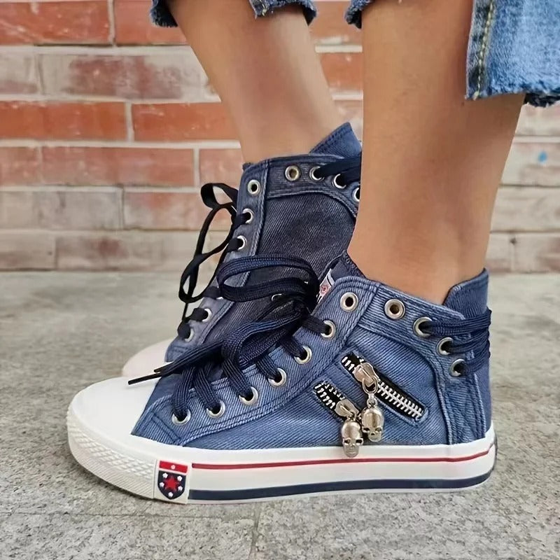Damesneakers i denimstil med høye topper 2