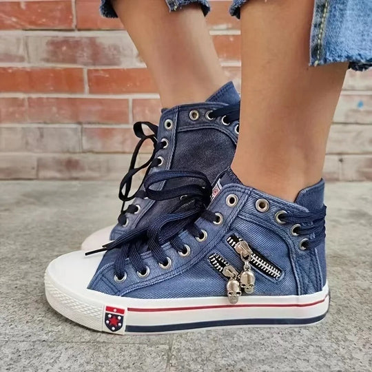 Damesneakers i denimstil med høye topper 2
