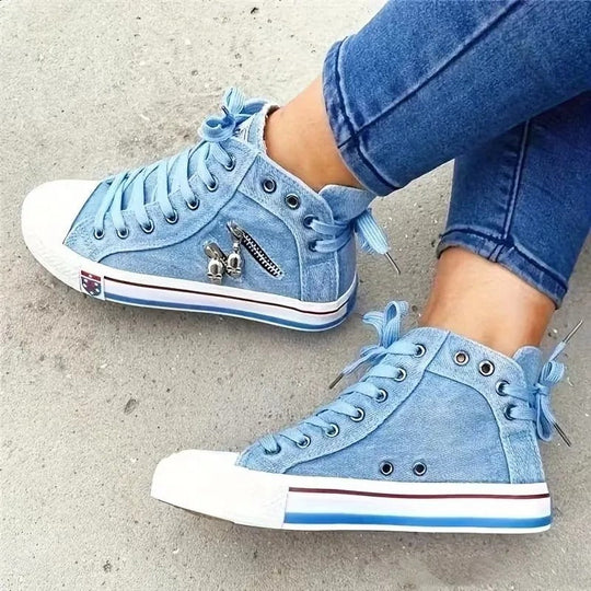 Damesneakers i denimstil med høye topper 5