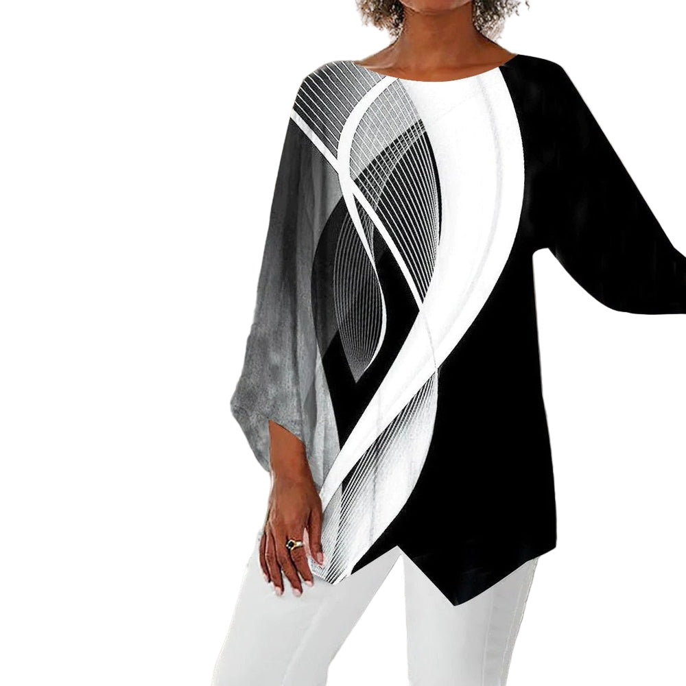 Dametopp med lange ermer Geometrisk Design 0