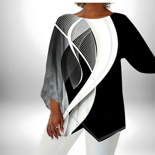 Dametopp med lange ermer Geometrisk Design 1
