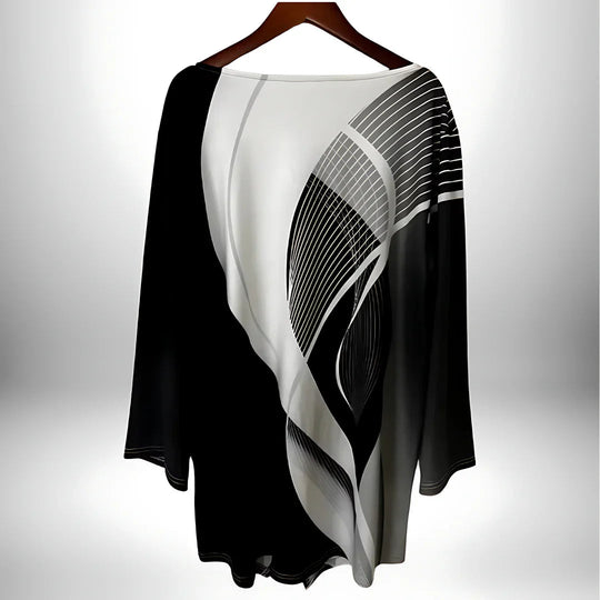 Dametopp med lange ermer Geometrisk Design 3