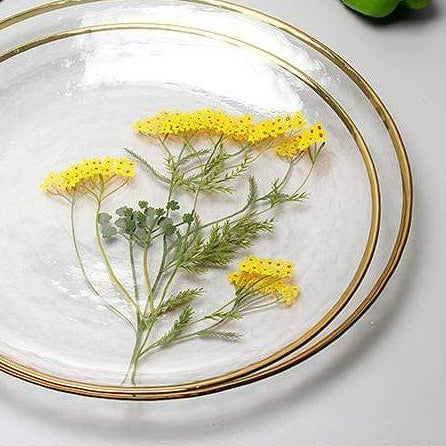 Dekorativ Glassplate med Blomsterdesign og Gullkant 2