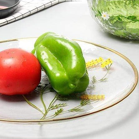 Dekorativ Glassplate med Blomsterdesign og Gullkant 3