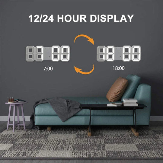 Digital vekkerklokke med 3D LED-display for moderne interiør 7