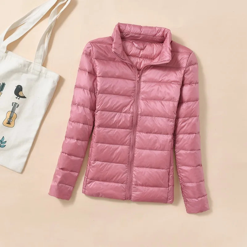 Dunjakke Dame Kort Quiltet Puffer Parkas 4