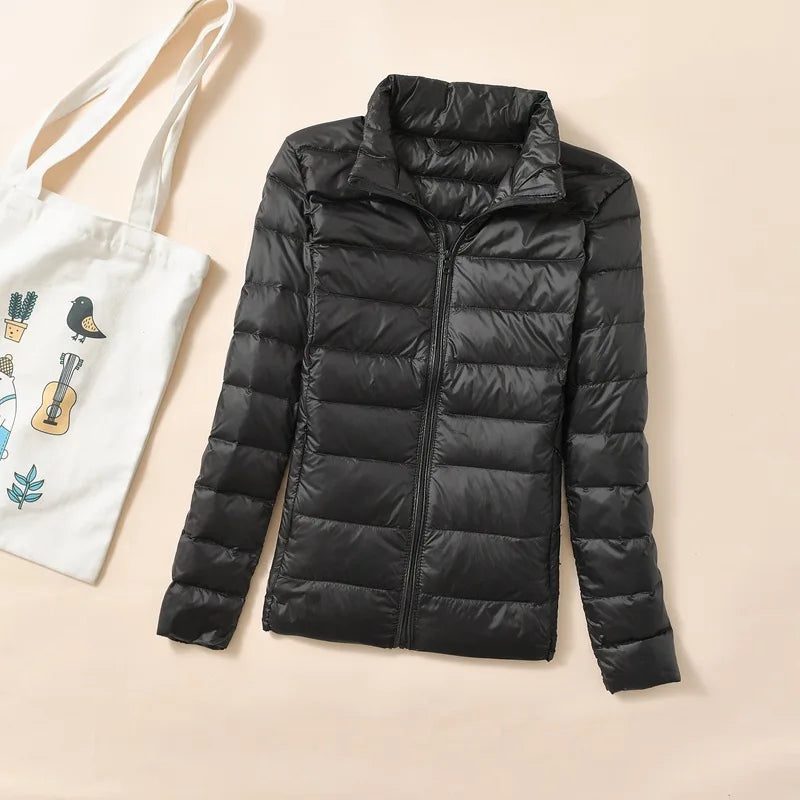 Dunjakke Dame Kort Quiltet Puffer Parkas 9
