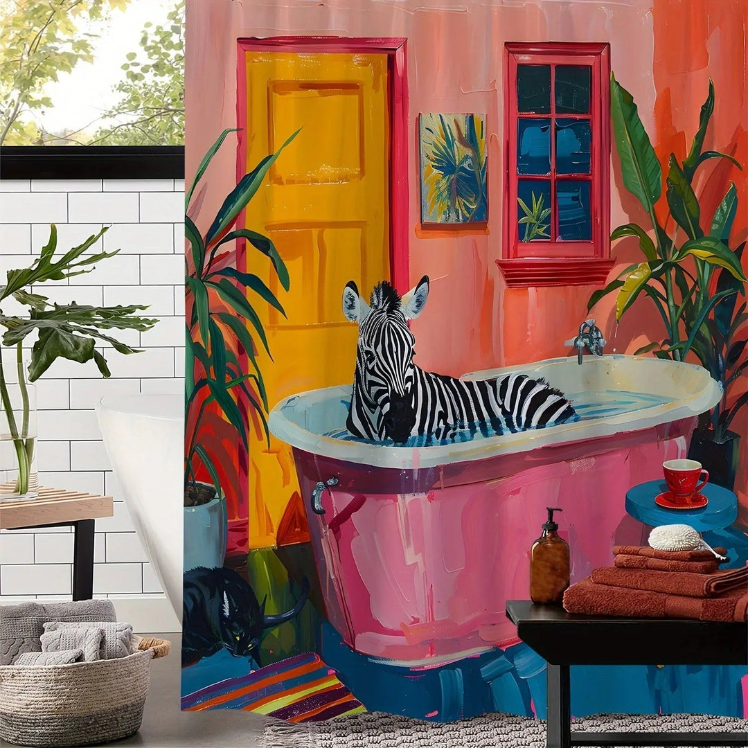 Dusjforheng med Tropisk Zebra Design 0