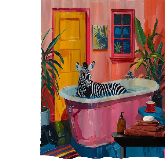 Dusjforheng med Zebra-design for Bad 0